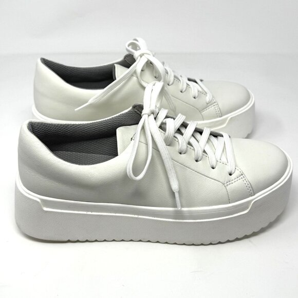 Eileen Fisher White Leather Platform Sneaker Preppy Minimalist Casual NWOB 6.5 - Picture 1 of 7